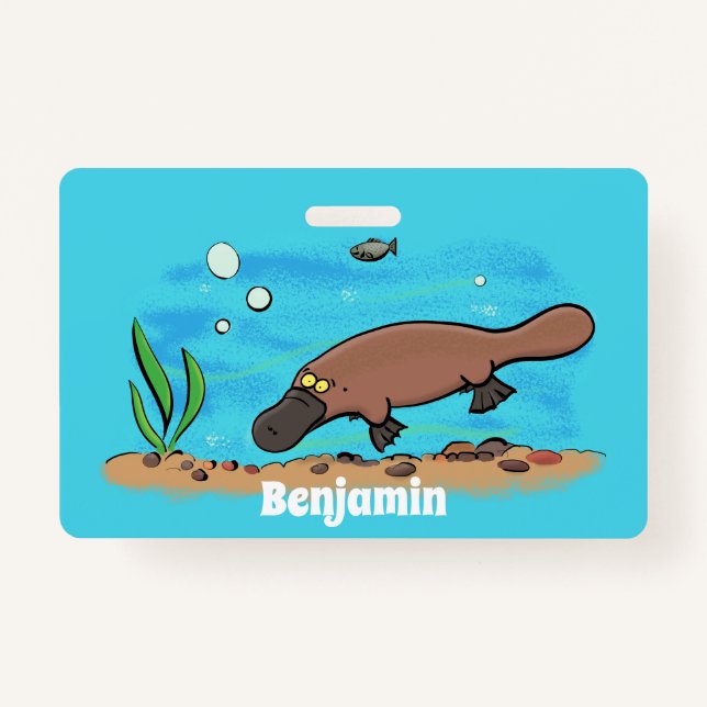 Niedlicher Platypus-Cartoon Ausweis (Vorderseite)
