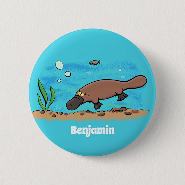 Niedlicher Platypus-Cartoon Button (Vorderseite)