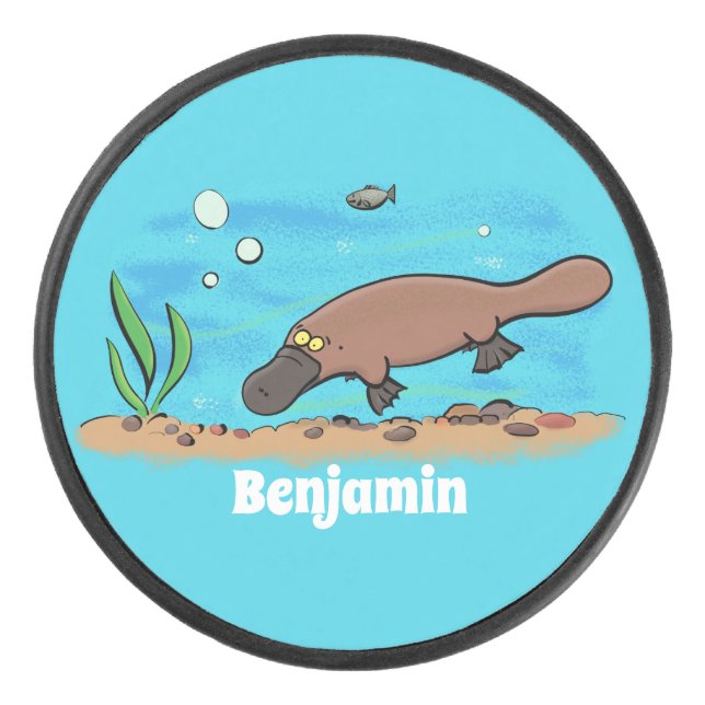 Niedlicher Platypus-Cartoon Eishockey Puck (Vorderseite)