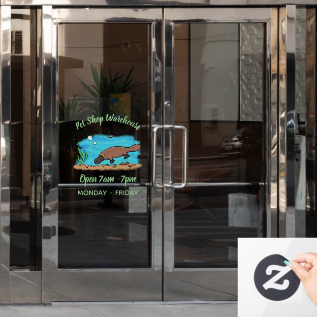 Niedlicher Platypus-Cartoon Fensteraufkleber (Büro Tür)