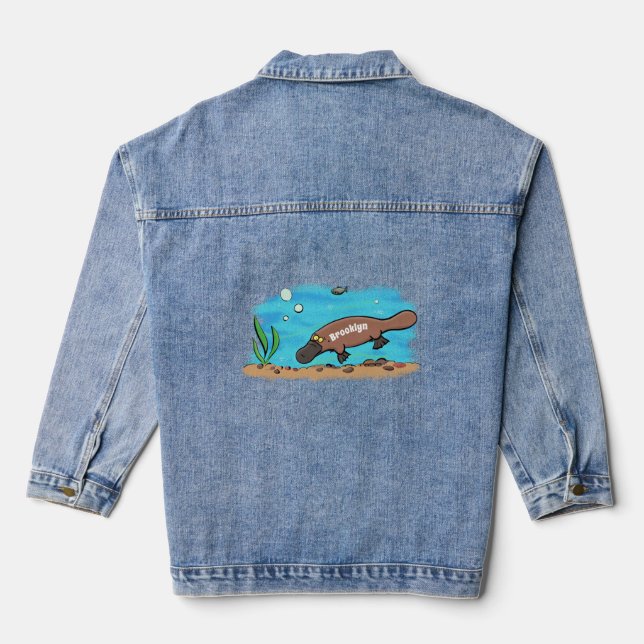 Niedlicher Platypus-Cartoon Jeansjacke (Rückseite)