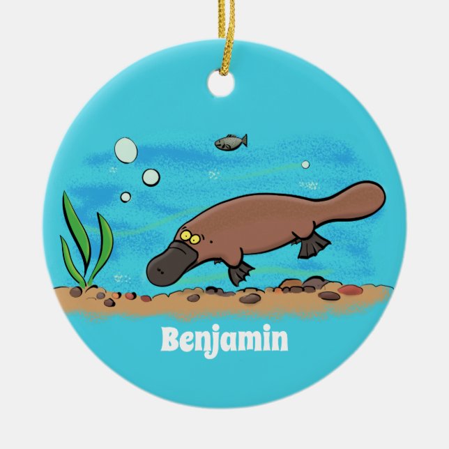 Niedlicher Platypus-Cartoon Keramik Ornament (Vorne)