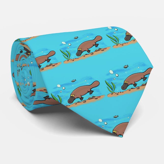 Niedlicher Platypus-Cartoon Krawatte (Gerollt)