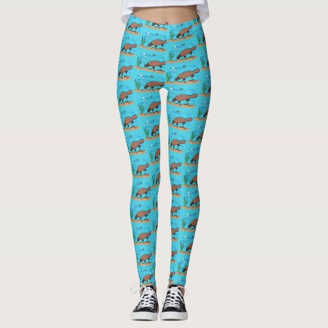 Niedlicher Platypus-Cartoon Leggings (Vorderseite)