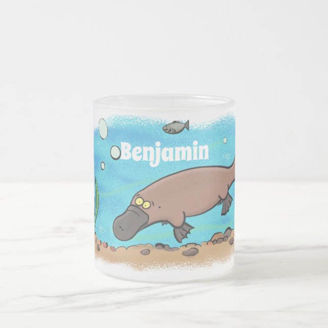 Niedlicher Platypus-Cartoon Mattglastasse (Mittel)