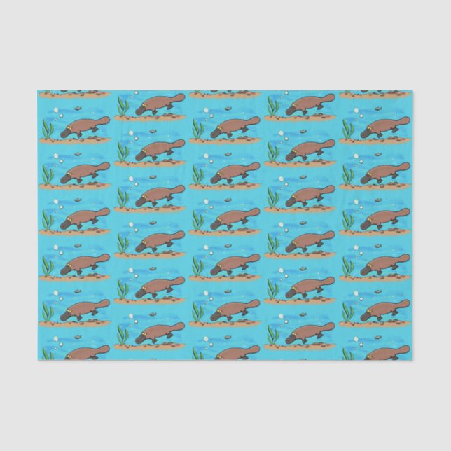 Niedlicher Platypus-Cartoon Seidenpapier (Vorderseite)