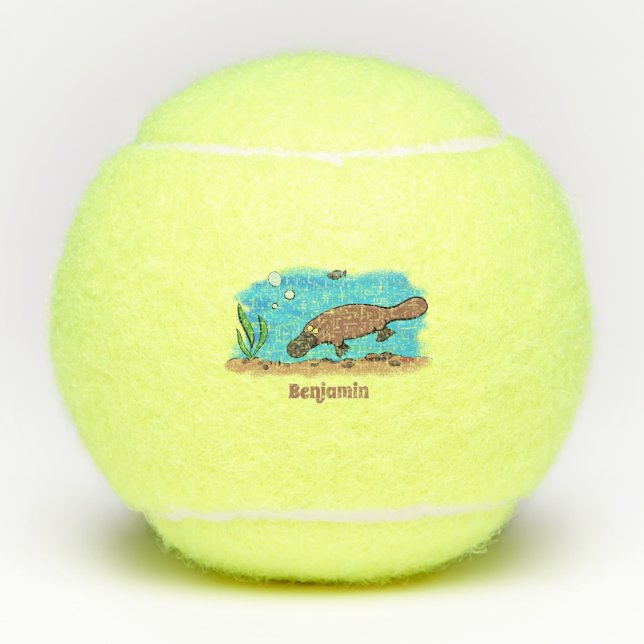Niedlicher Platypus-Cartoon Tennisbälle (Vorderseite)