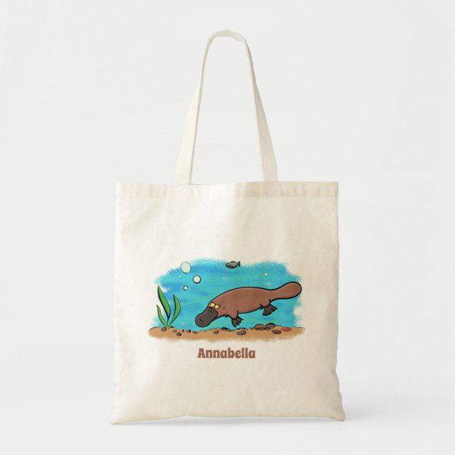 Niedlicher Platypus-Cartoon Tragetasche (Vorne)