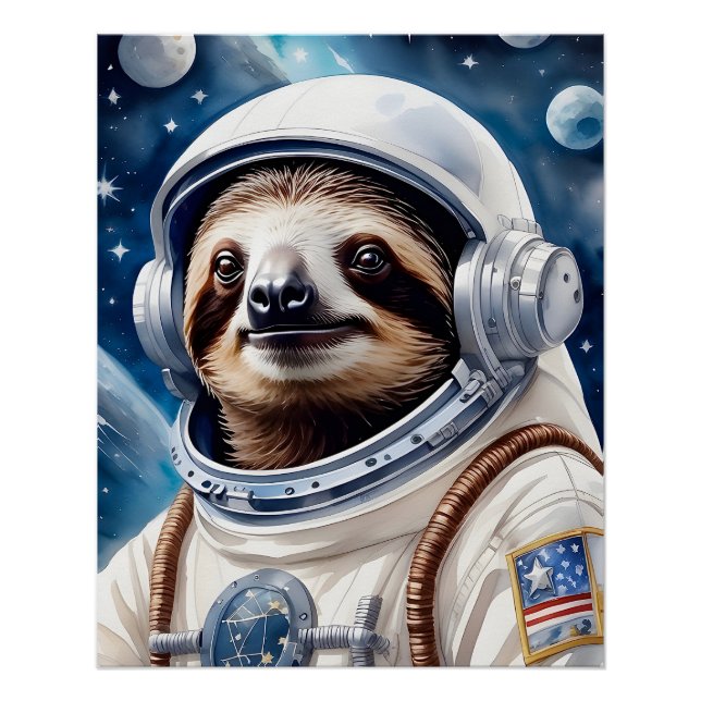 Niedlicher Platz im Astronauten-Anzug im Weltraum Poster (Vorderseite)
