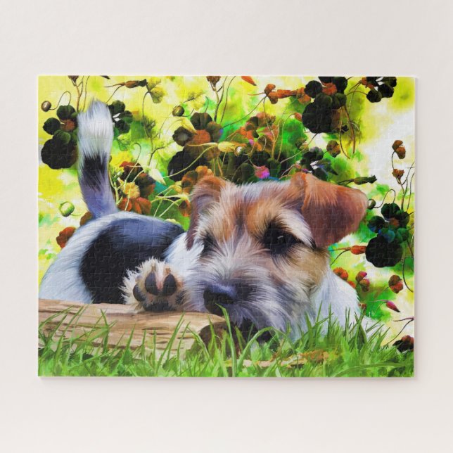 Niedlicher Playful Terrier-Welpen-Hund im (Horizontal)