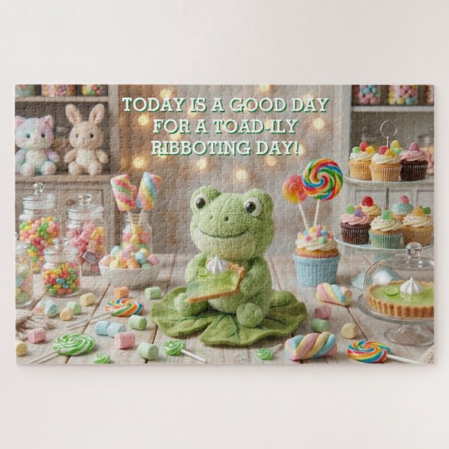 Niedlicher Plüschfrosch mit Key Lime Pie  (Horizontal)