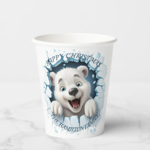 Niedlicher Polar Bär 3D Weihnachten Pappbecher