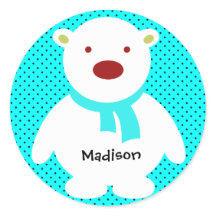 Niedlicher Polar-Bär auf Aqua, Name hinzufügen