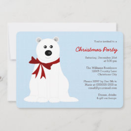 Niedlicher Polar-Bär auf Ice Blue Weihnachtsfest P Einladung