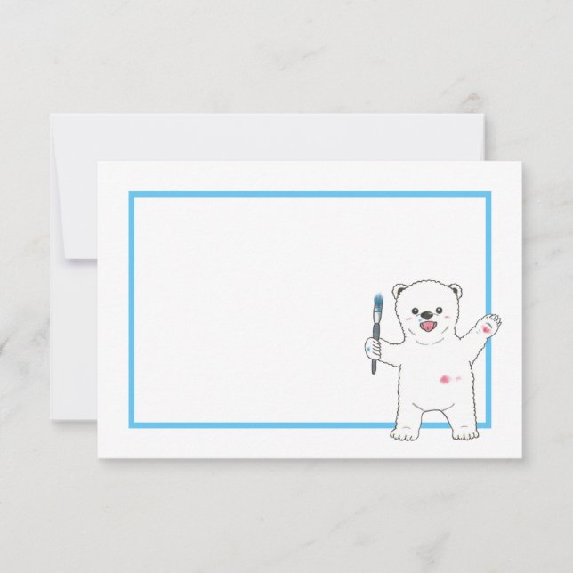 Niedlicher Polar-Bär Einfache Flachfläche Zeichnen Dankeskarte (Vorderseite)