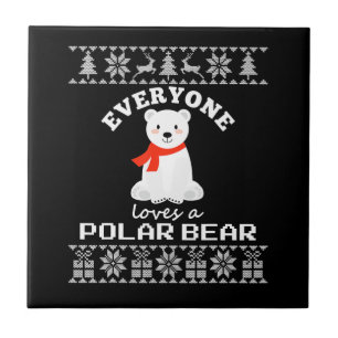 Niedlicher Polar Bär Familientier Weihnachten Fliese