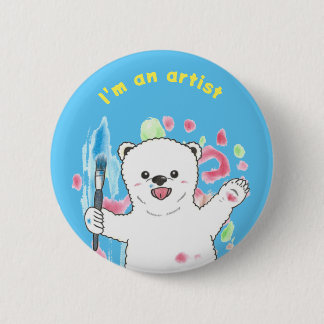 Niedlicher Polar Bär Farbenfrohe Kunst, Dichtung u Button