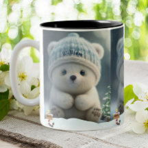 Niedlicher Polar-Bär in Snow Blue Hat Personalisie