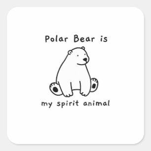 Niedlicher Polar Bär ist mein Geist Tierbär. Quadratischer Aufkleber