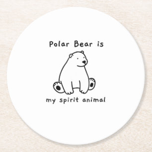 Niedlicher Polar Bär ist mein Geist Tierbär. Runder Pappuntersetzer