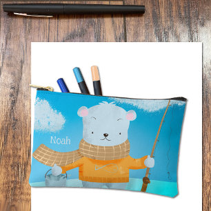 Niedlicher Polar Bär Kid Pencil Poul mit Namen Zubehörtasche