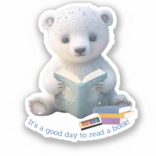 Niedlicher Polar Bär liest ein Buch Custom Cut Vin Aufkleber