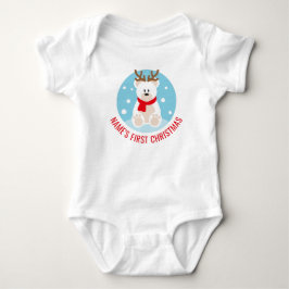 Niedlicher Polar-Bär mit Antlern - Erste Weihnacht Baby Strampler