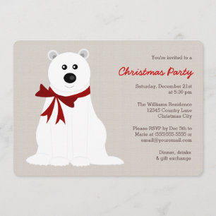 Niedlicher Polar-Bär mit dem Weihnachtsgeschenk vo Einladung