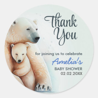 Niedlicher Polar-Bär mit Mutter | Baby Shower Cla Runder Aufkleber