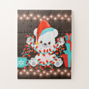 Niedlicher Polar-Bär mit Weihnachtslicht