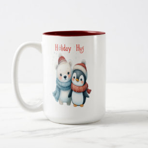Niedlicher Polar Bär und Pinguin Friends Weihnacht Zweifarbige Tasse