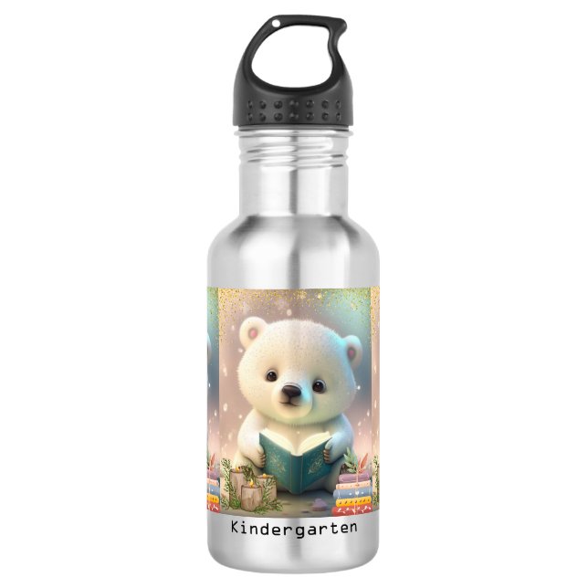 Niedlicher Polar Bärenbücher Kindergarten Edelstahlflasche (Vorderseite)