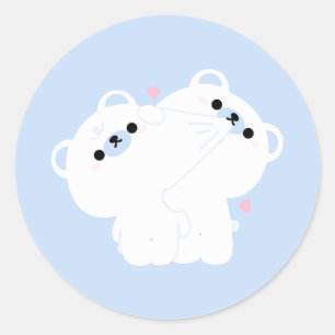 Niedlicher Polar Bear Couple Runder Aufkleber