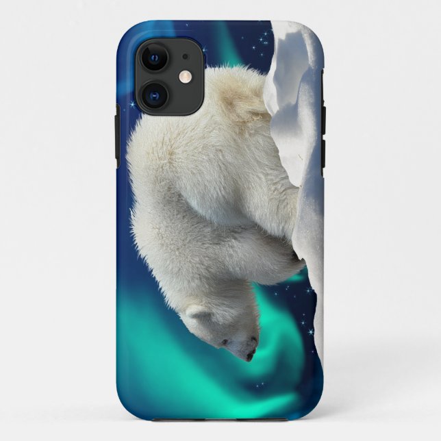 Niedlicher Polar Bear Cub & Aurora iPhone 5 Fall Case-Mate iPhone Hülle (Rückseite)