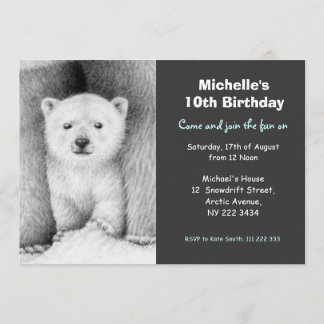 Niedlicher Polar Bear & Cub Geburtstagsparty Einla Einladung