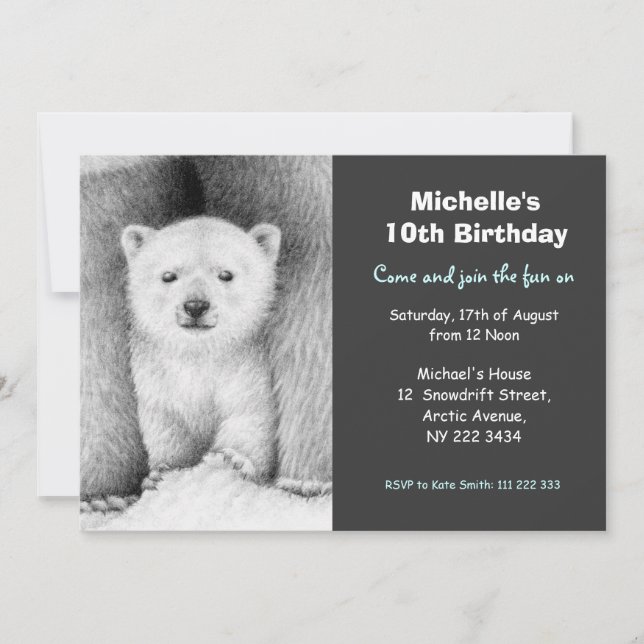 Niedlicher Polar Bear & Cub Geburtstagsparty Einla Einladung (Vorderseite)