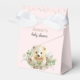 Niedlicher Polar Bear Pink Winter Baby Showbox Geschenkschachtel