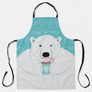 Niedlicher Polar Bear Sipping Kakao Illustration a Schürze