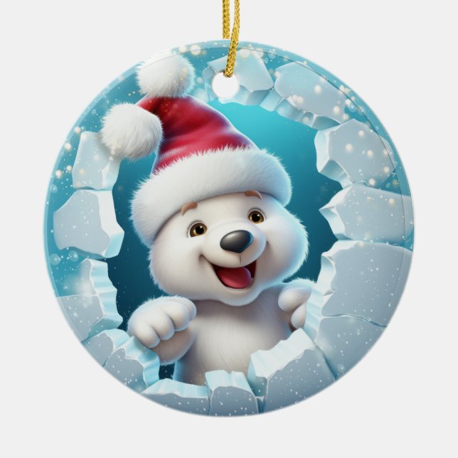 Niedlicher Polarbär 3D Keramik Ornament (Vorne)