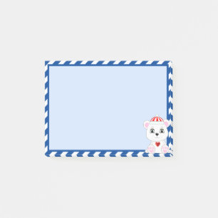 Niedlicher Polarbär-Cartoon auf Sky Blue Post-it Klebezettel