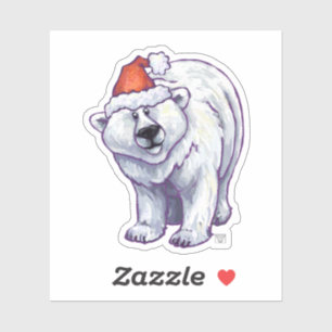 Niedlicher Polarbär in einer Weihnachtsmannmütze Aufkleber