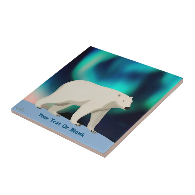 Niedlicher Polarbär und Nordlichter Fliese (Seite)