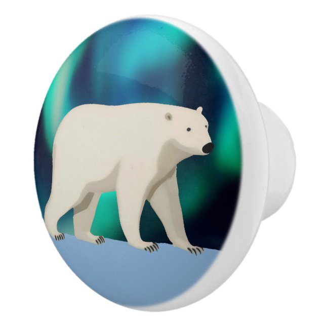 Niedlicher Polarbär und Nordlichter Keramikknauf (Rechts)