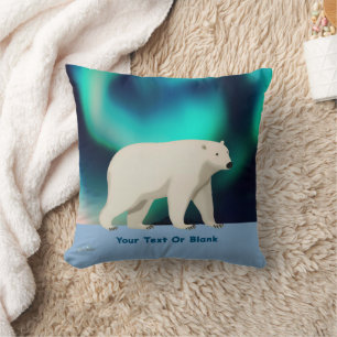 Niedlicher Polarbär und Nordlichter Kissen
