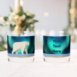 Niedlicher Polarbär und Nordlichter Whiskyglas