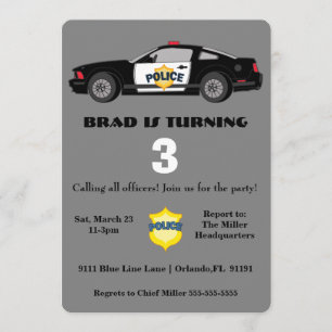 Niedlicher Polizeiwagen Einladung zum Geburtstag