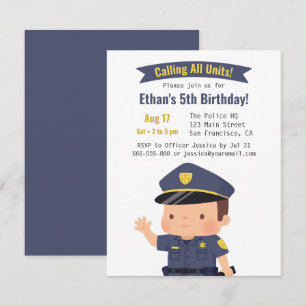 Niedlicher Polizist Boy Birthday Party Einladung