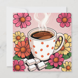 Niedlicher Polka Dot Kaffee Cup und Blume Leere