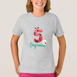 Niedlicher Polka dot Ladybug 5. Geburtstagsname T-Shirt