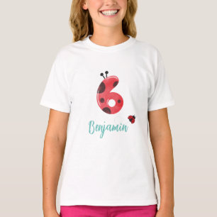Niedlicher Polka dot Ladybug 6. Geburtstagsname T-Shirt